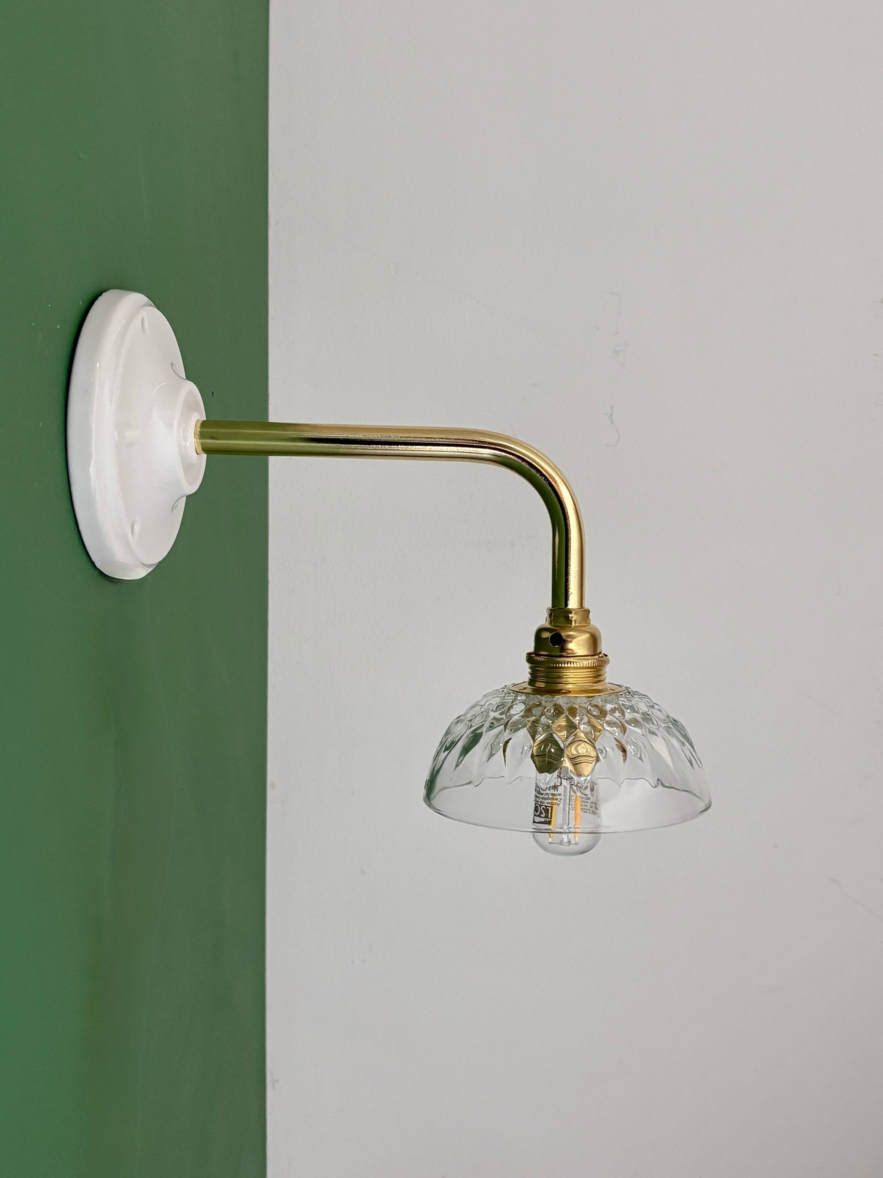 Vintage glass cut lampshade wall light - tableware collection -