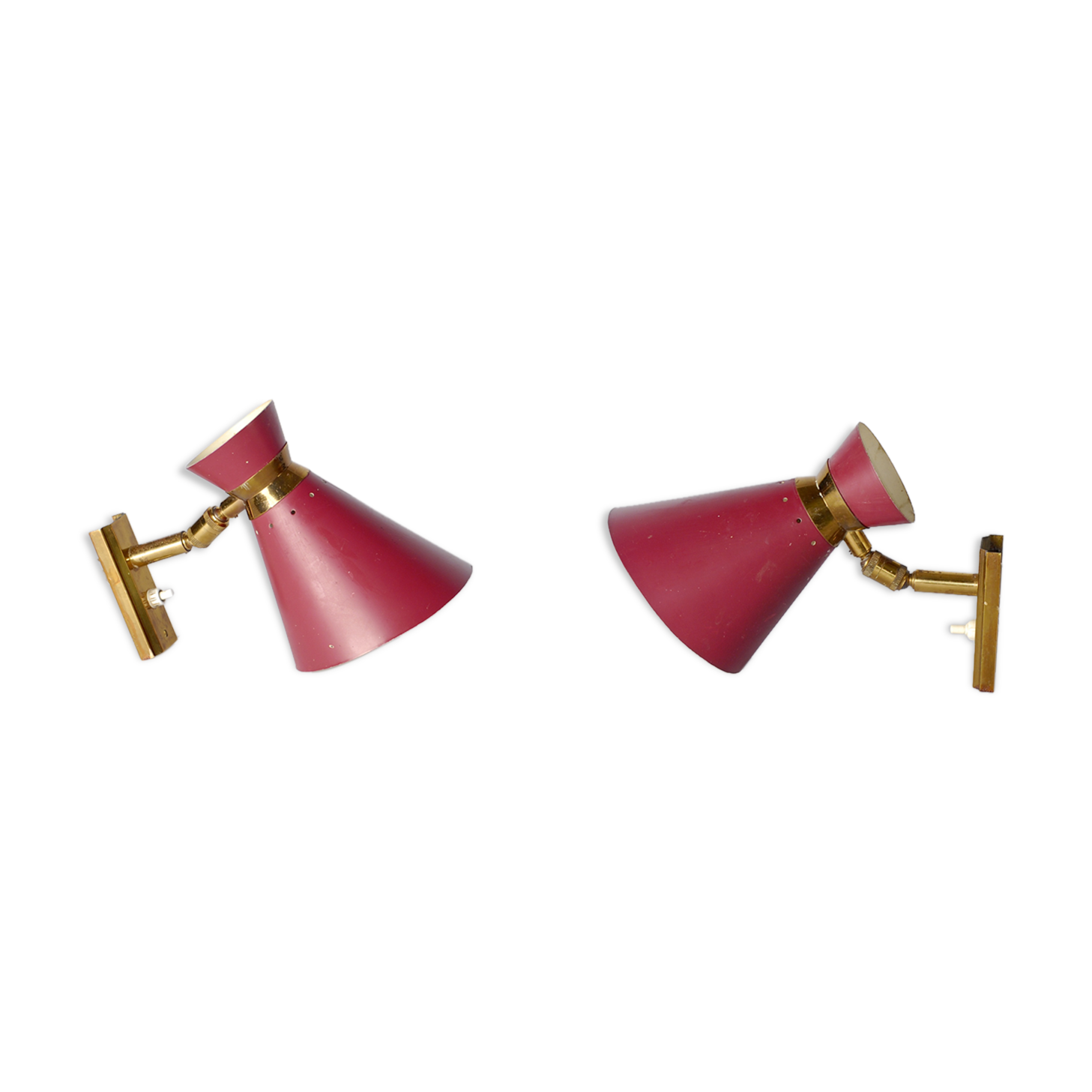 Pair diabolo bordeaux in dating from the 50s wall light