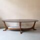 Table basse en verre marbre et bois, Hugues Poignant 1970