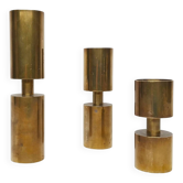 3 Scandinavian candlesticks in solid brass Thelma Zoega, Sweden, 1976