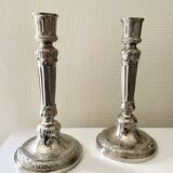 Antique silver-plated candlesticks in classic style