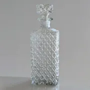 Square Whisky Carafe with Diamond Point Decoration in Moulded-Cut Glass