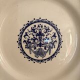 Old Dish Basket Vegetable Dish Earthenware Gien Rouen Renaissance Blue Model