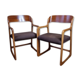 Pair of Baumann armchairs, model "sled", 1960