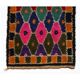 Colorful Vintage Hand-Knotted Turkish Tulu Rug with Geometric Diamond Design, 100% Wool