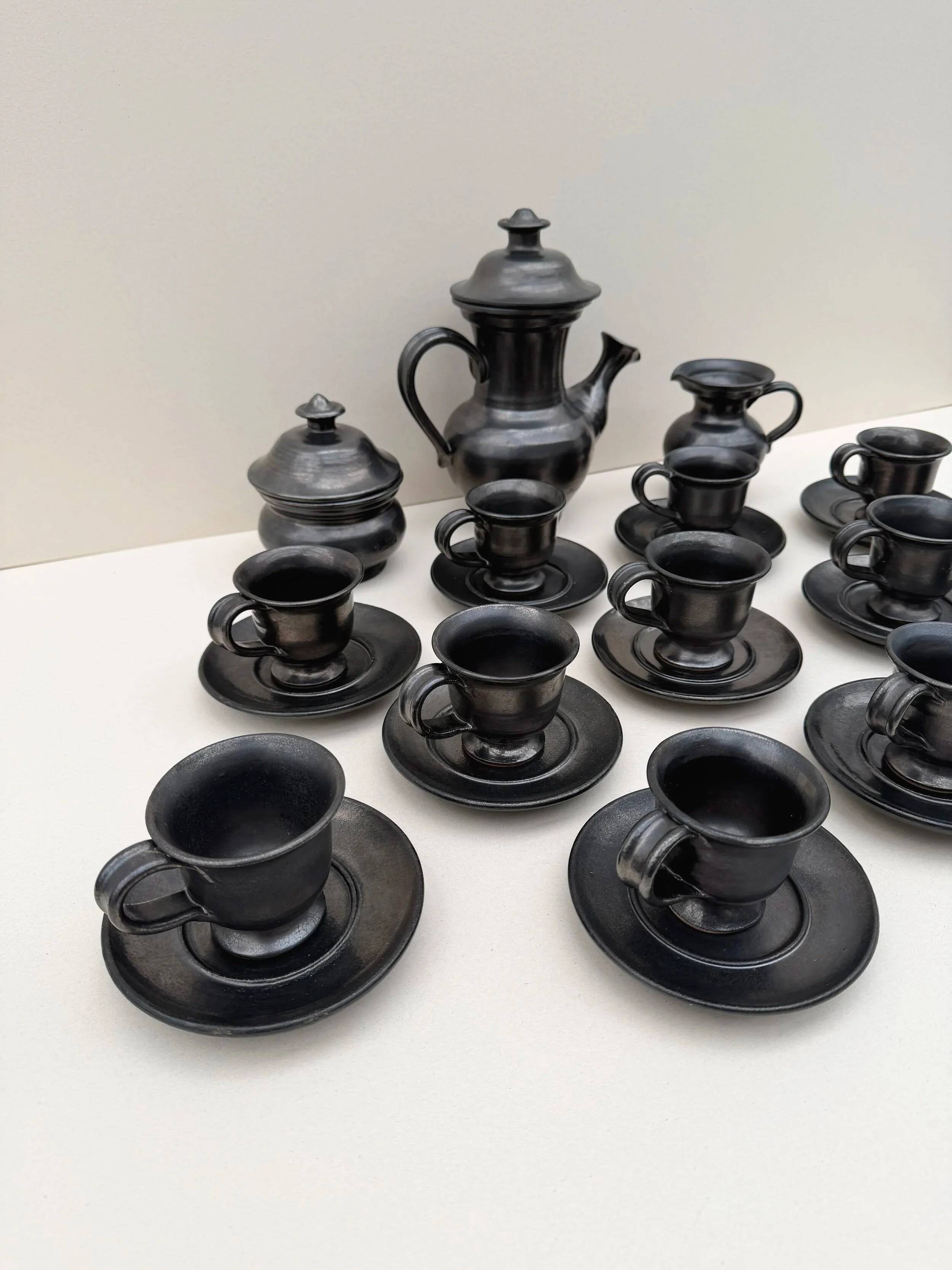 Coffee service by Jean Marais in ceramic, France 1960.