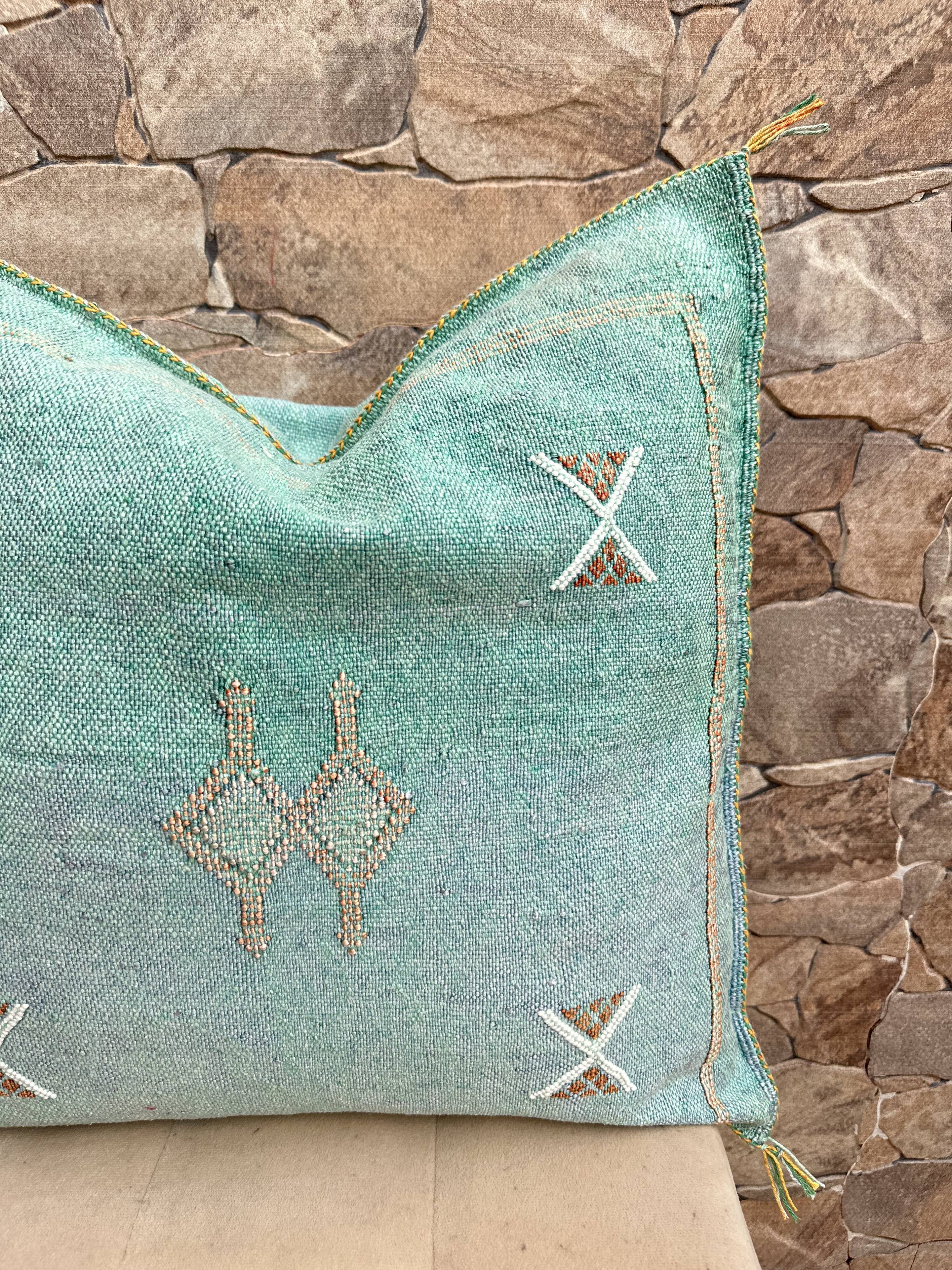Silk cactus cushion cover: Handwoven Moroccan Sabra cushion.