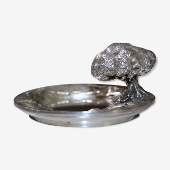 Sculpted catchall, entitled "Tree of Life", Christofle silver metal