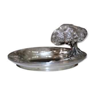 Vide-poche sculpté, intitulé " Arbre de vie " , métal argenté Christofle