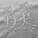 Antique linen: embroidered sheet, monogram