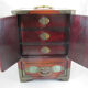 large Wooden Chinese jewelry box decorated with jade plates n°2
