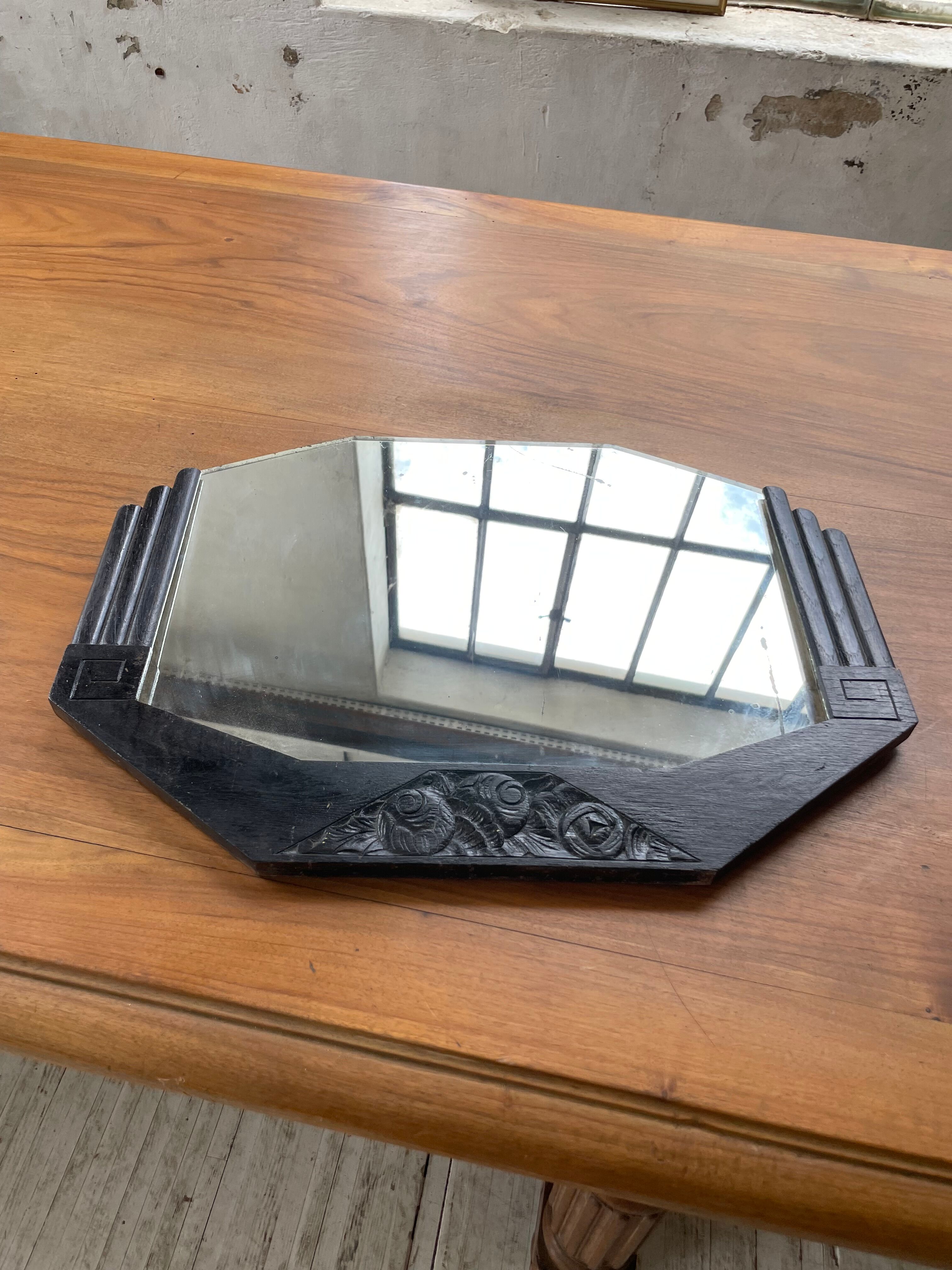 Black art deco mirror 65x46cm