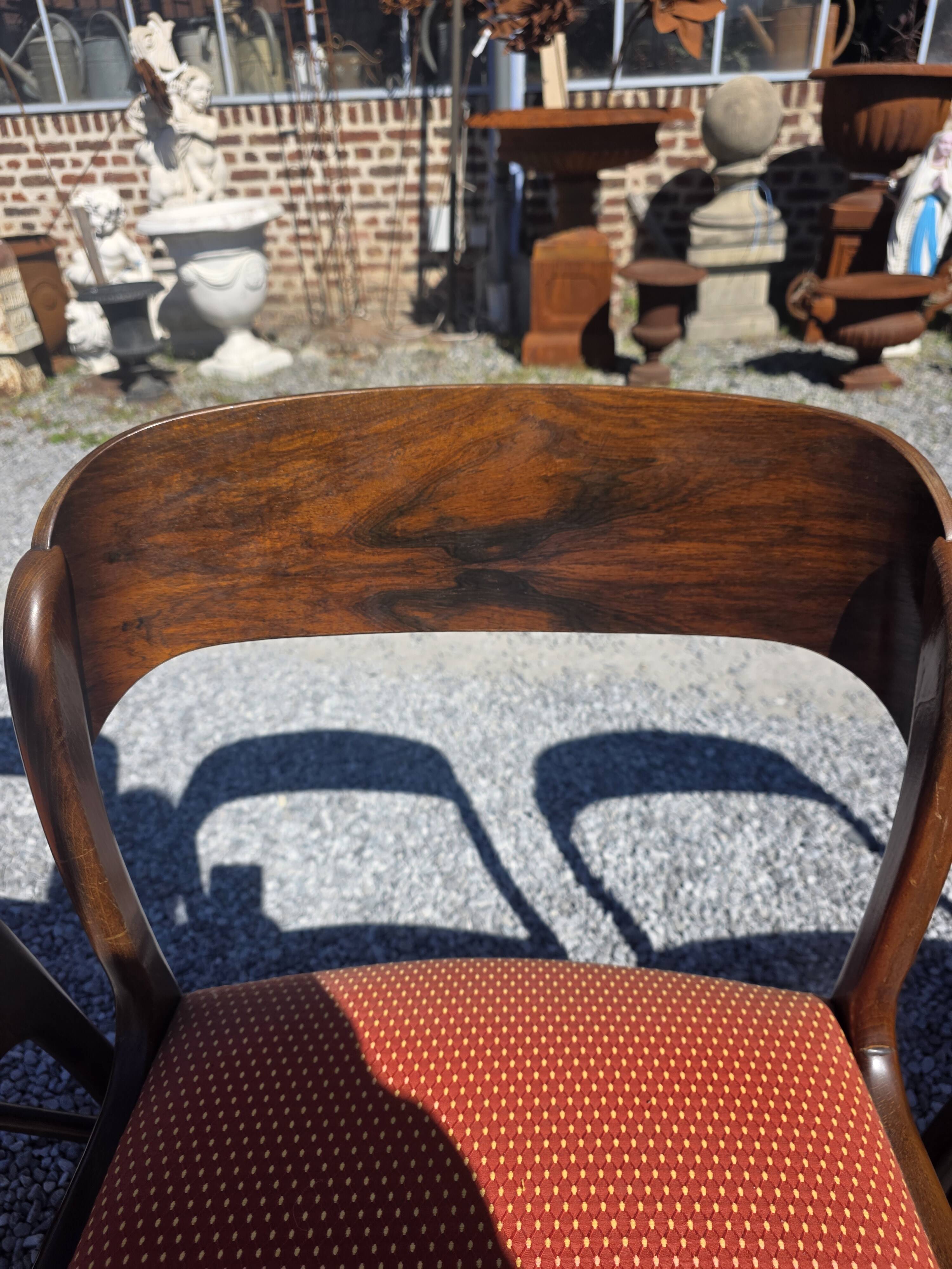 6 Baumann sled chairs in rosewood from the 1960s.