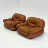Cognac brown leather Sapporo armchair for Mobil Girgi