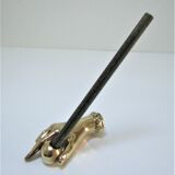hand bronze paperweight pen holder early XXth
