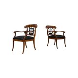 Pair of Biedermeier Armchairs, Germany, 19th Century, Walnut, French Polish