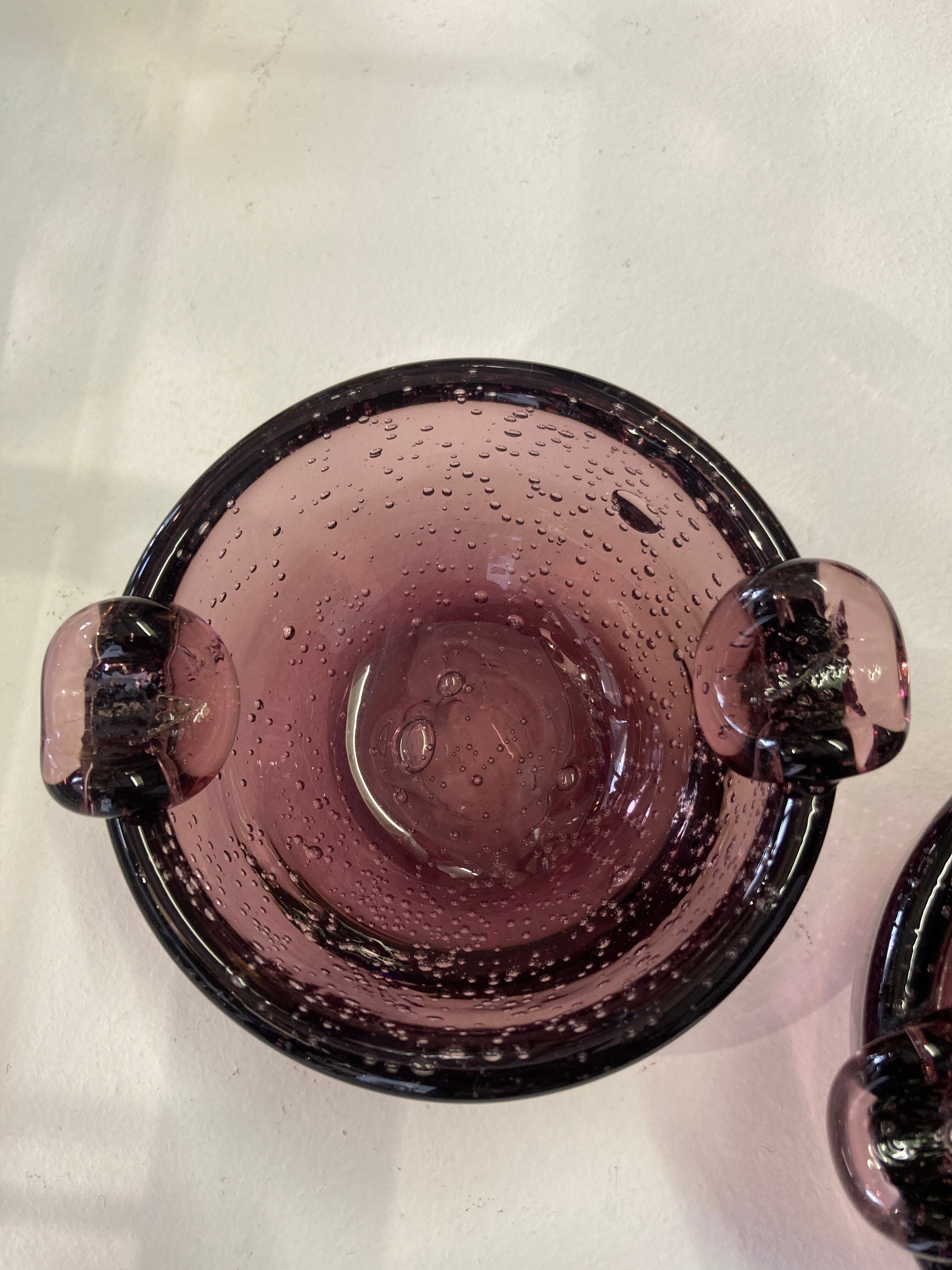 Pair of bubble glass ashtrays