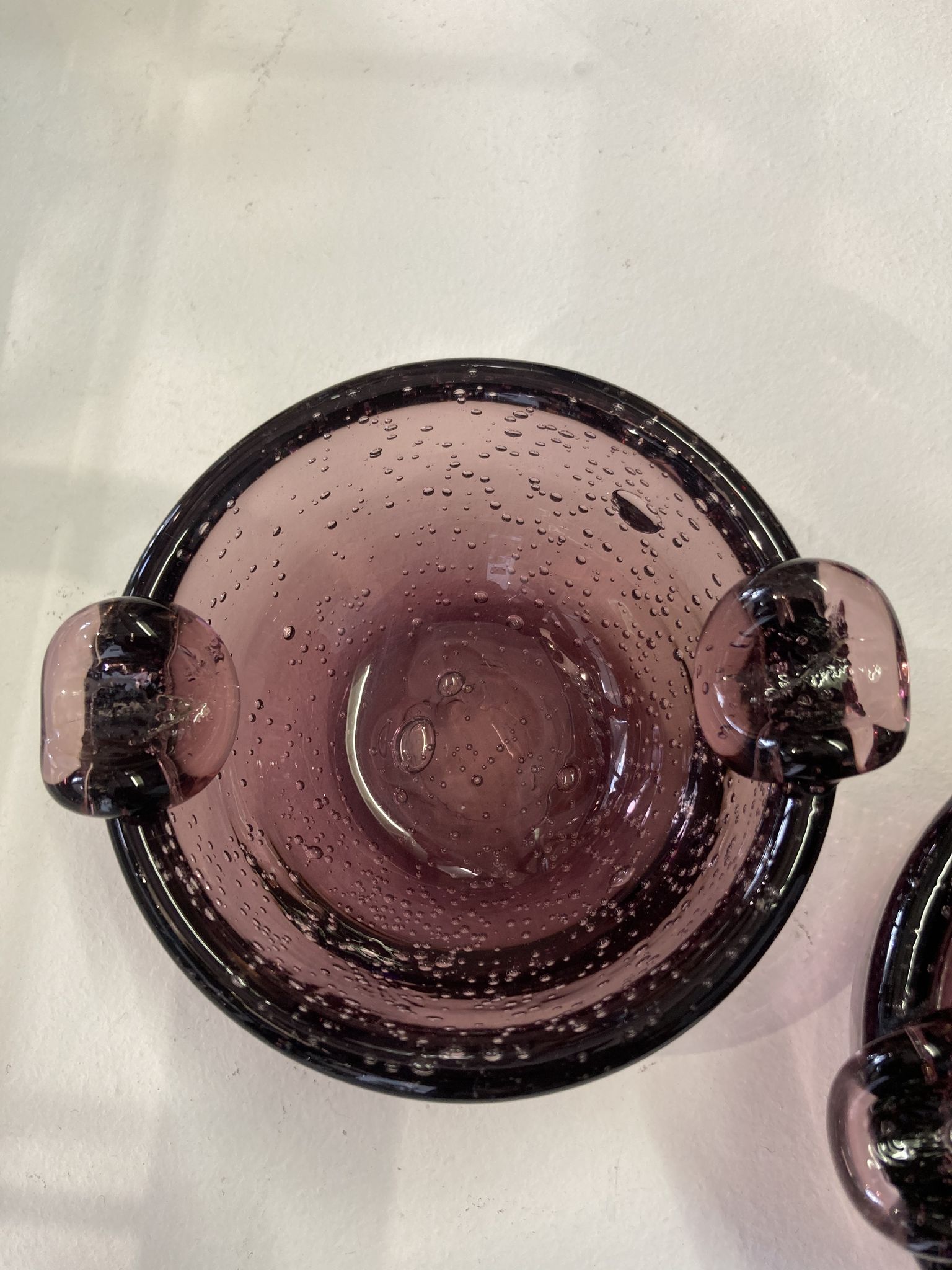 Pair of bubble glass ashtrays