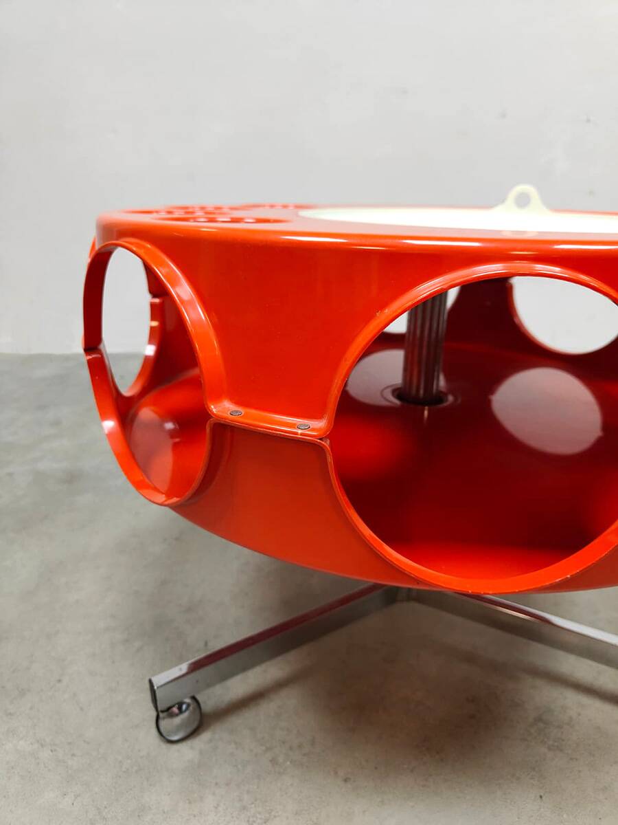 Dutch vintage design orange Rotorbar space age trolley Curver