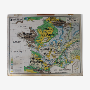 Carte scolaire ancienne N°39 « France - Géologie »
