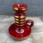 St-Clement Bordeaux Ceramic Candle Holder with Gold Trim - 50s