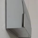 Pair of vintage wall lights, chrome-plated metal and frosted glass, France, 1980