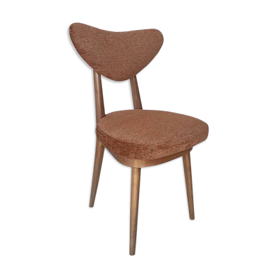 Chaise Mid Century Heart en velours marron orange, Europe, années 1960