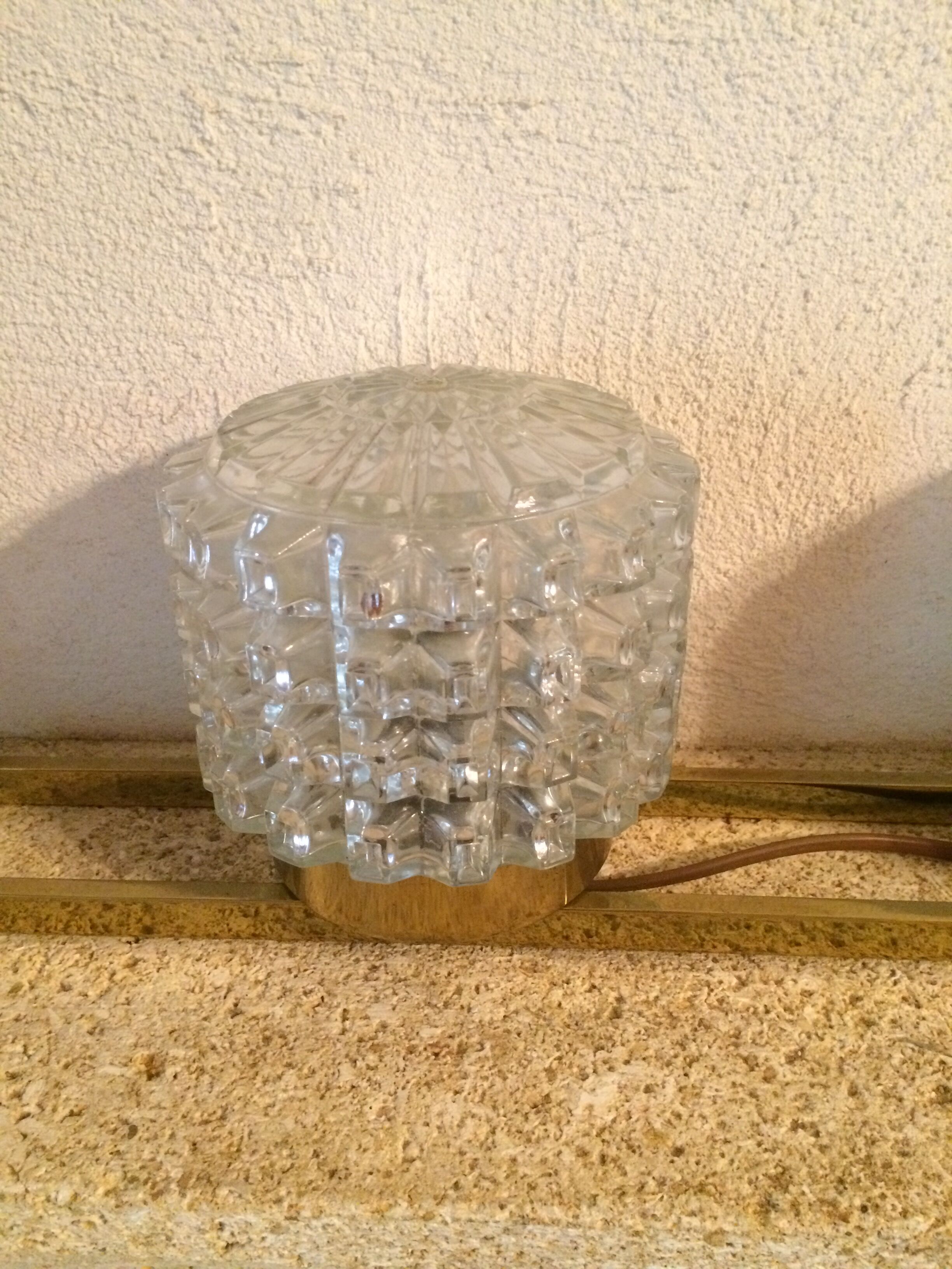 Chiselled glass wall sconce from the 70s