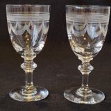 8 verres à Porto / vin en cristal gravé fin XIXème