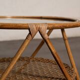 Rattan and glass coffee table