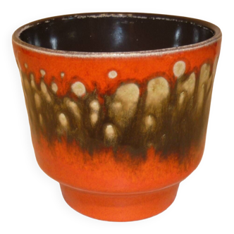 Orange ceramic pot cover Fat Lava