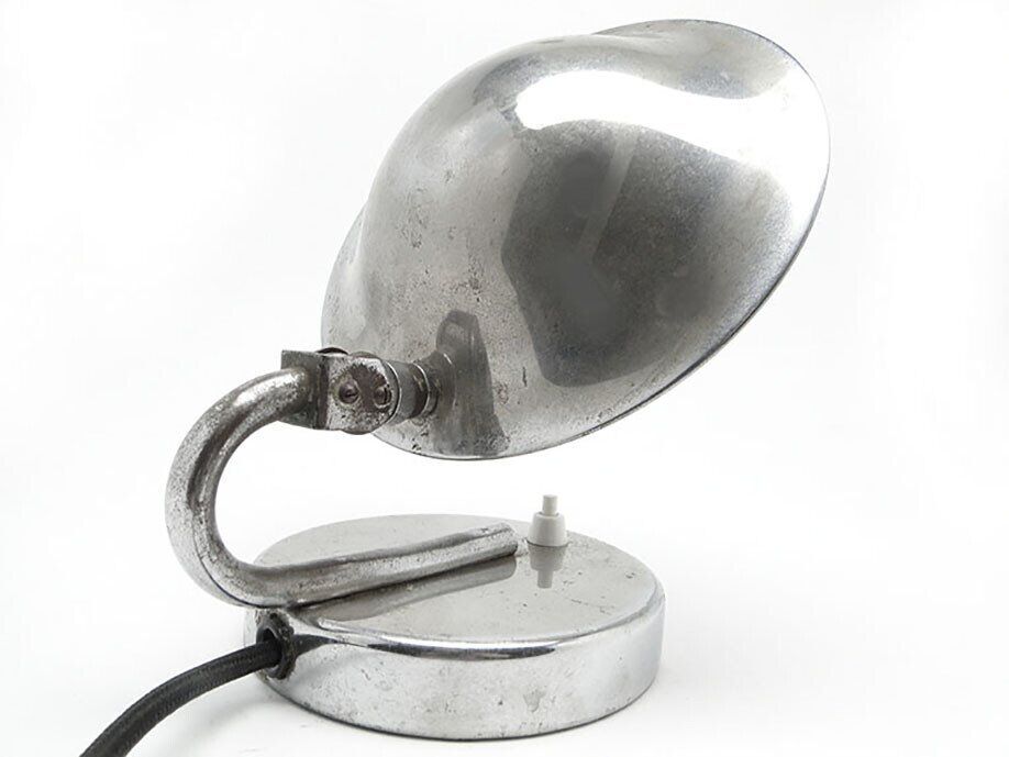 Chrome-plated metal table lamp by J. Hurka for Napako, Czechoslovakia, 1950s