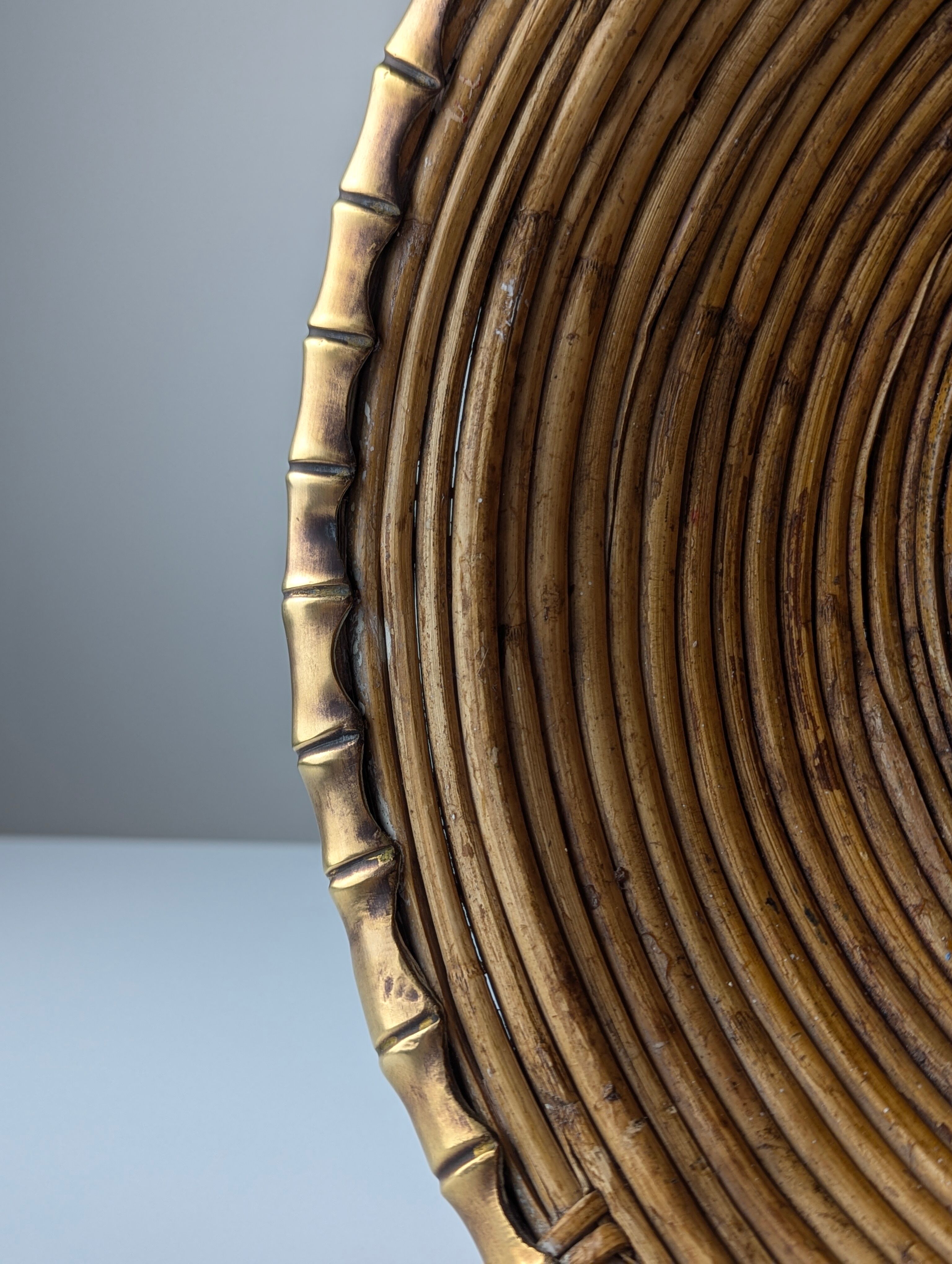 Rattan and brass centrepiece, Italy, 1970s