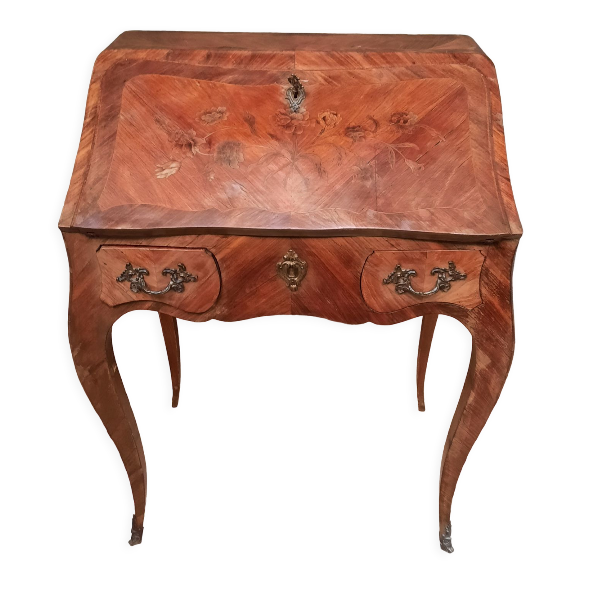Louis XV style slope secretary desk in marquetry