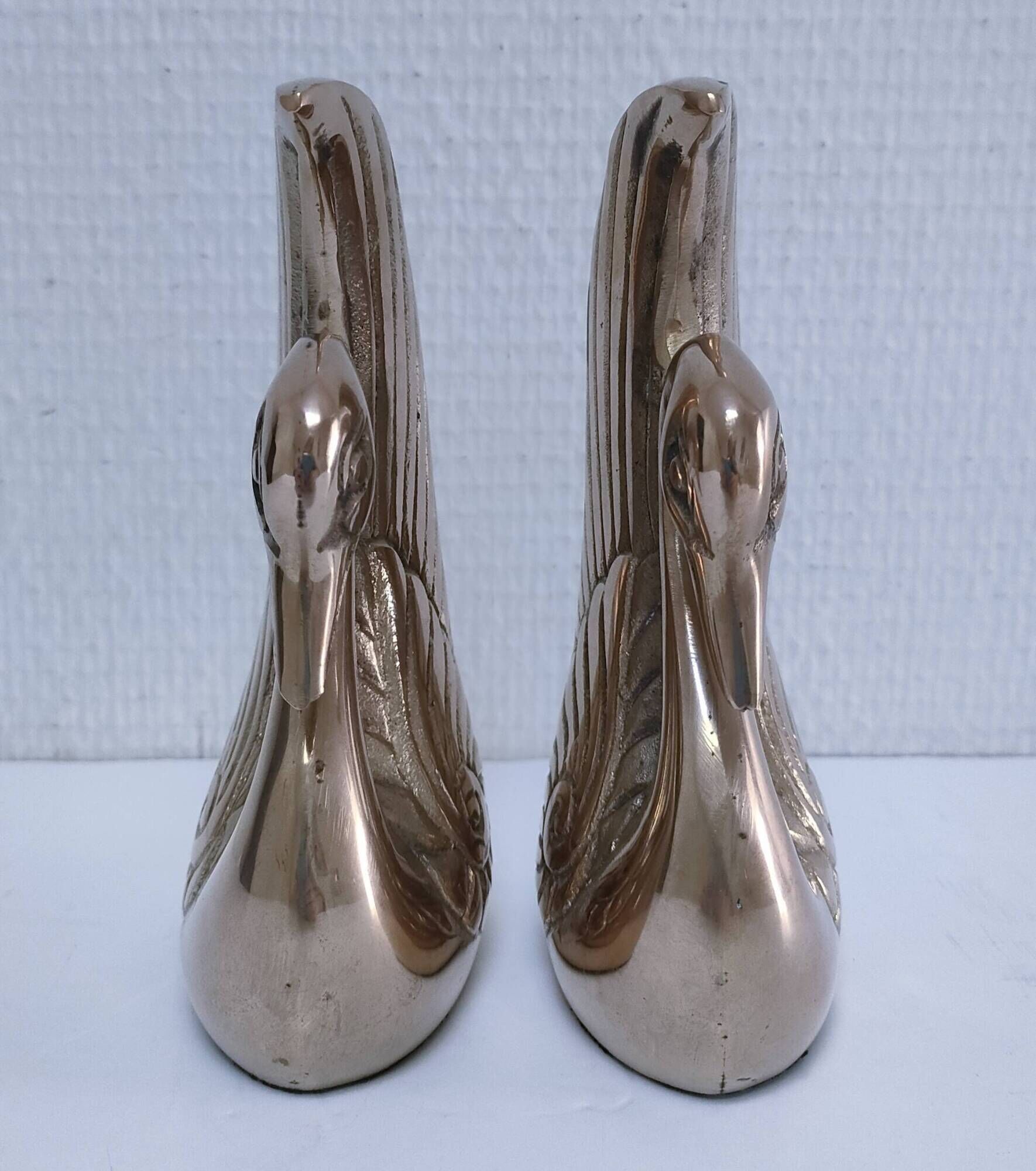 Pair of vintage stylized brass bird bookends