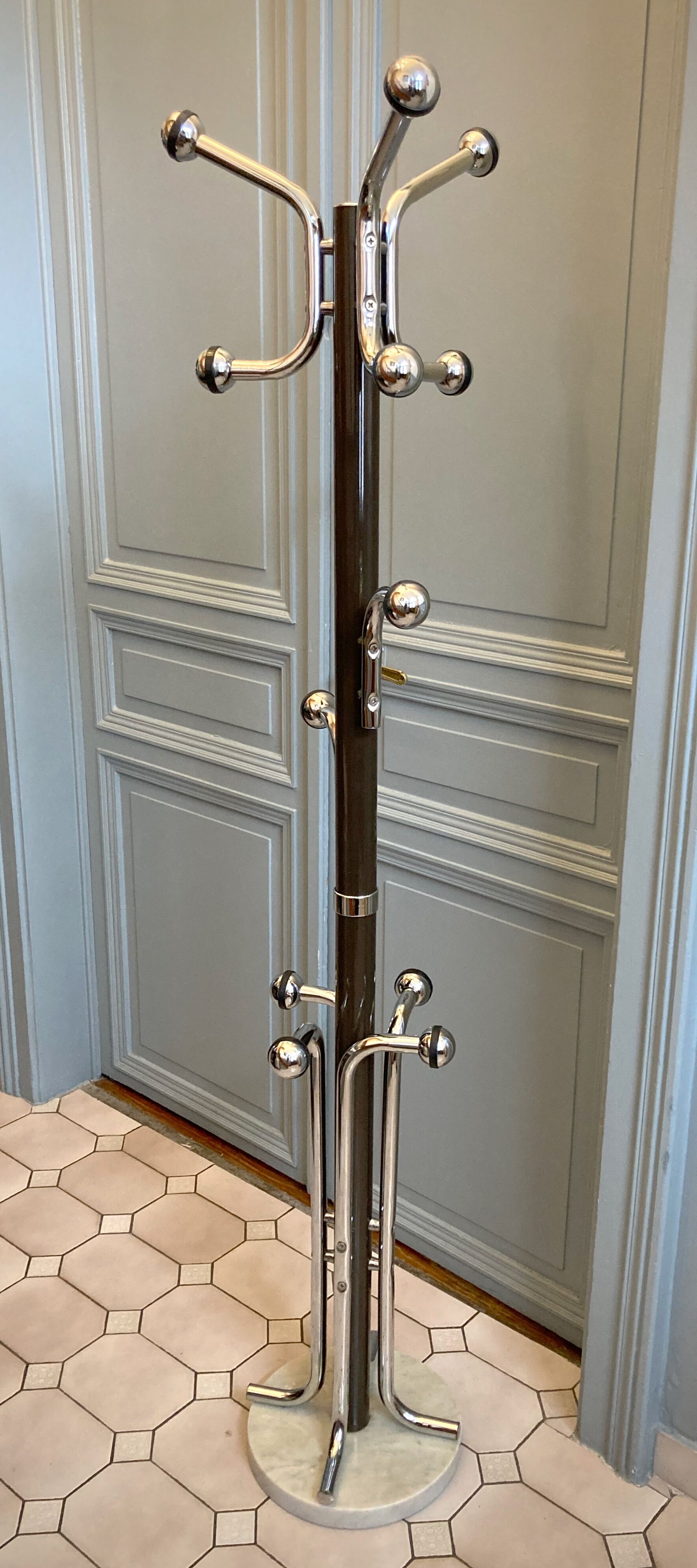 Coat rack on vintage stand