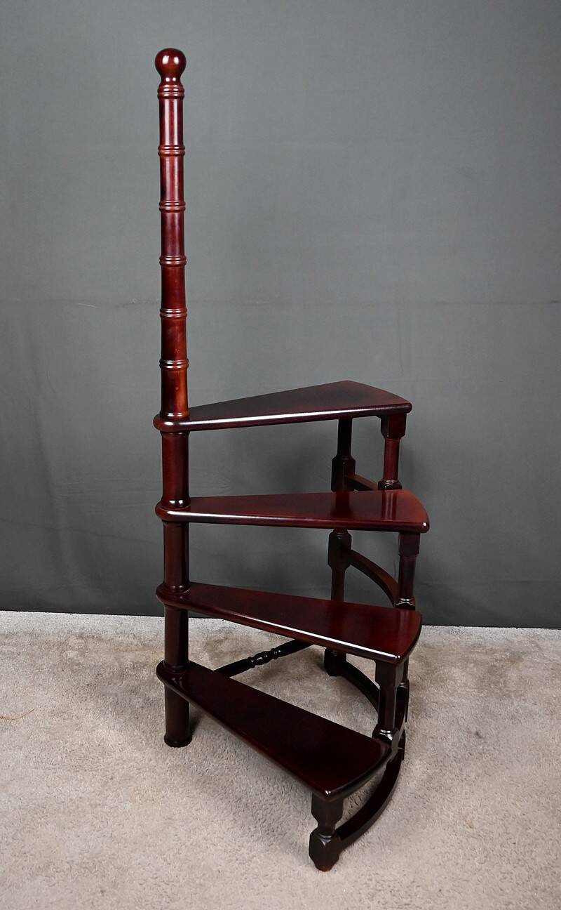 Library Staircase in Stained Beech – 20th Century