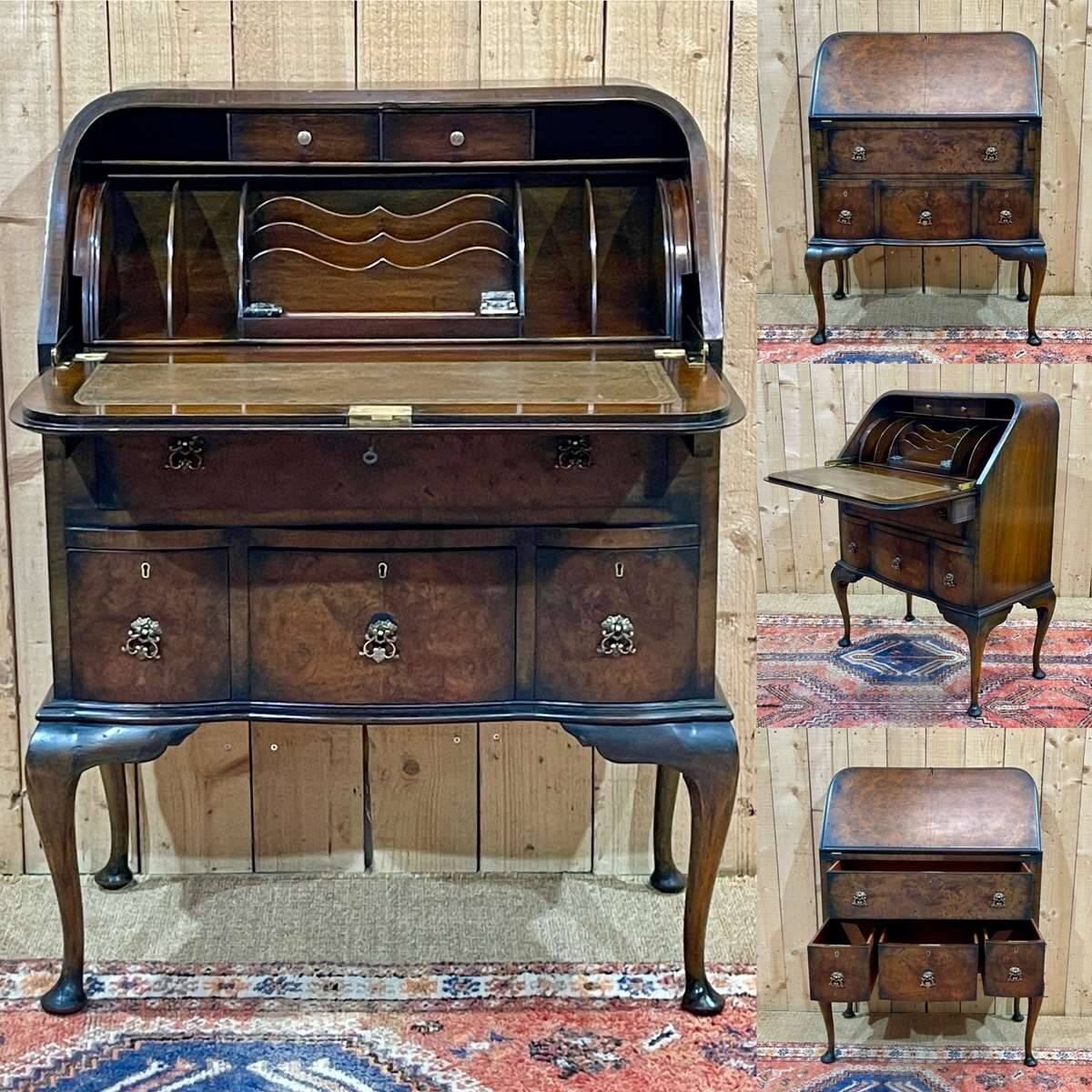 1930s English walnut back desk