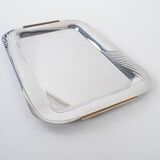 Stainless steel tray, Italian design, 1970s, made in Italy