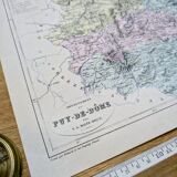 Puy-De-Dôme, carte ancienne, imprimée en 1883.