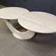 Table basse vintage à deux niveaux en travertin, années 1970
