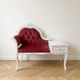 Louis XVI reading armchair in white wood and red velvet