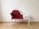 Louis XVI reading armchair in white wood and red velvet