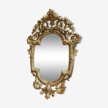 Miroir Aux Putti En Bois Doré D’époque Napoléon III 1m96 X 1m33