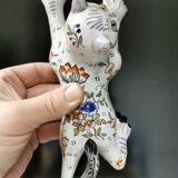 Bouquetière d'applique chat faïence desvres géo martel décor flowers