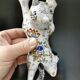 Bouquetière d'applique chat faïence desvres géo martel décor flowers