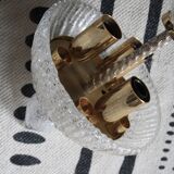 Glass and gold metal chandelier (2 available)