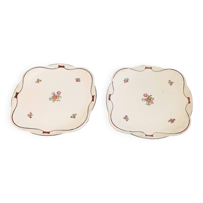 Paire d'assiettes à dessert Moulin des Loups St Amand Largeur 18 cm