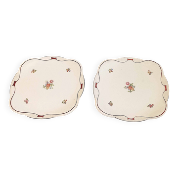 Pair of dessert plates Moulin des Loups St Amand Width 18 cm