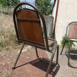 Set of 6 indu chairs in metal and exotic wood.